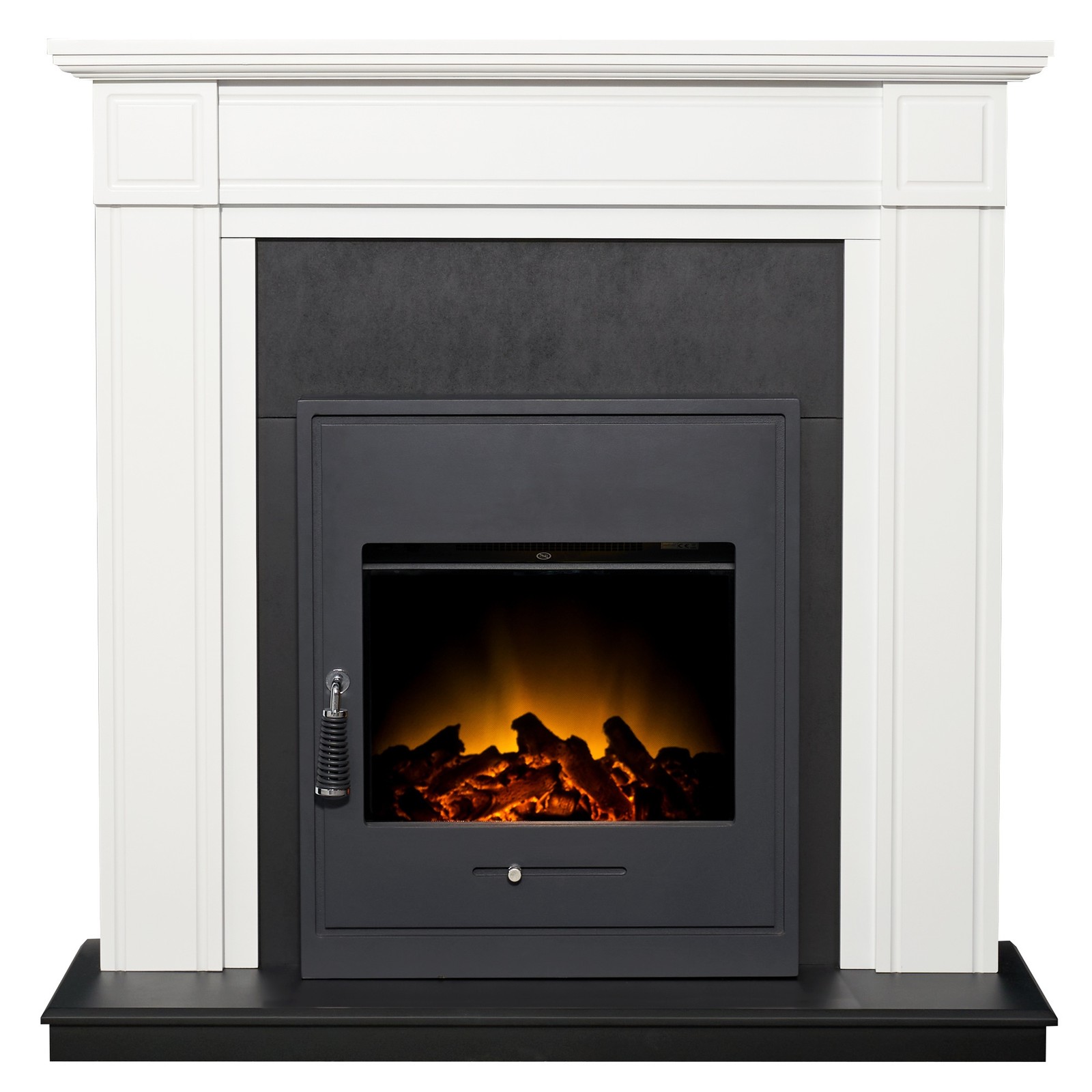 Adam Georgian Fireplace in Pure White & Black with Oslo Electric Inset Stove ...