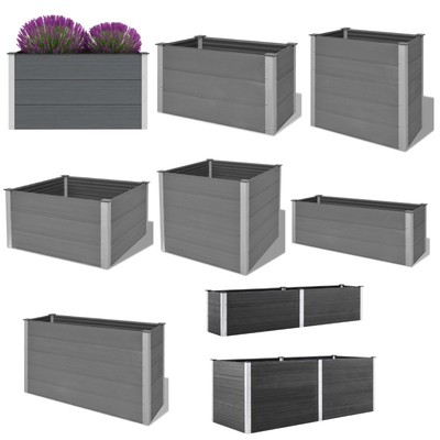 Garten Hochbeet Pflanzkübel Pflanzkasten Blumenbeet Blumenkübel WPC Grau