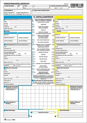 RNK Verlag Vordruck ''Europäischer Verkehrsunfallbericht'' 1 x 2 Blatt 10 Stück