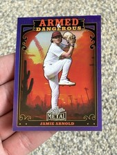 Jamie Arnold /7 Purple Armed & Dangerous 2026 Leaf Metal Baseball 