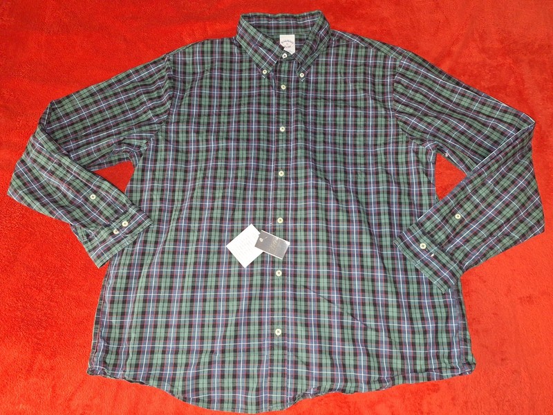 BROOKS BROTHERS   MENS  XL   GREEN / BLUE    PLAID  LS     SHIRT NEW W/ TAGS