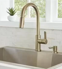 Paulina Pulldown Turbo Sprayer Faucet w. Soap Dispenser Matte Gold New Open Box