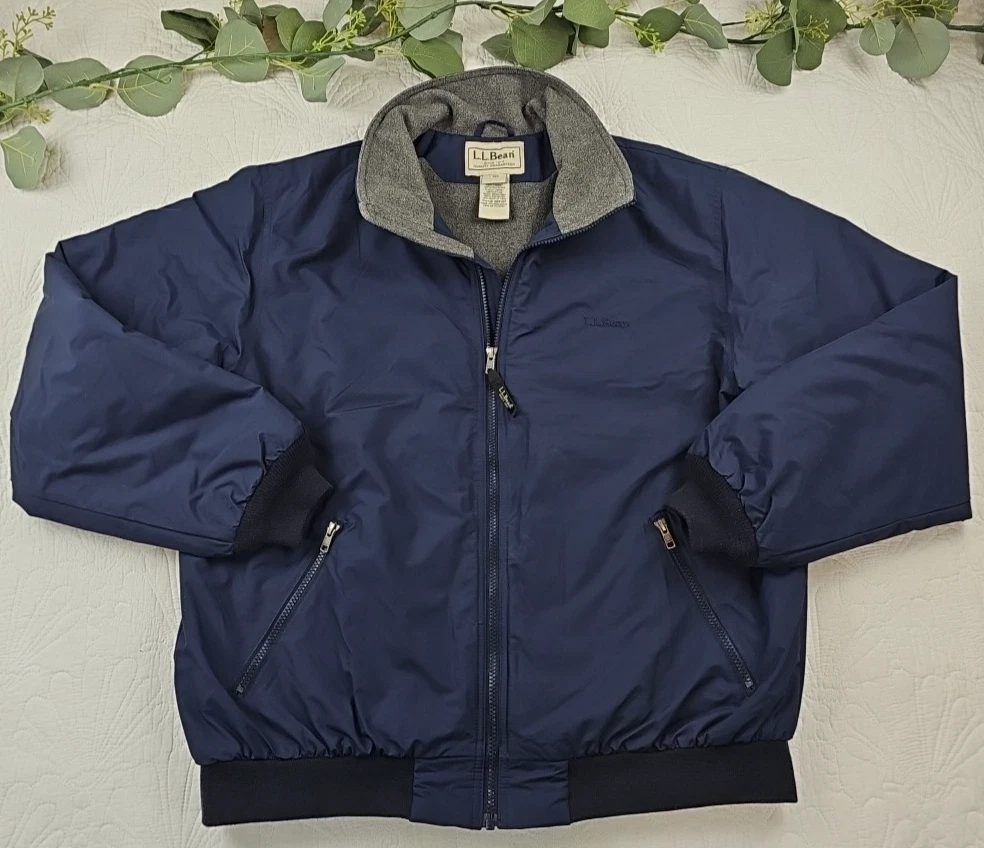 L L Bean Men's Blue Windbreaker Softshell Fleece Lined Jacket Size L