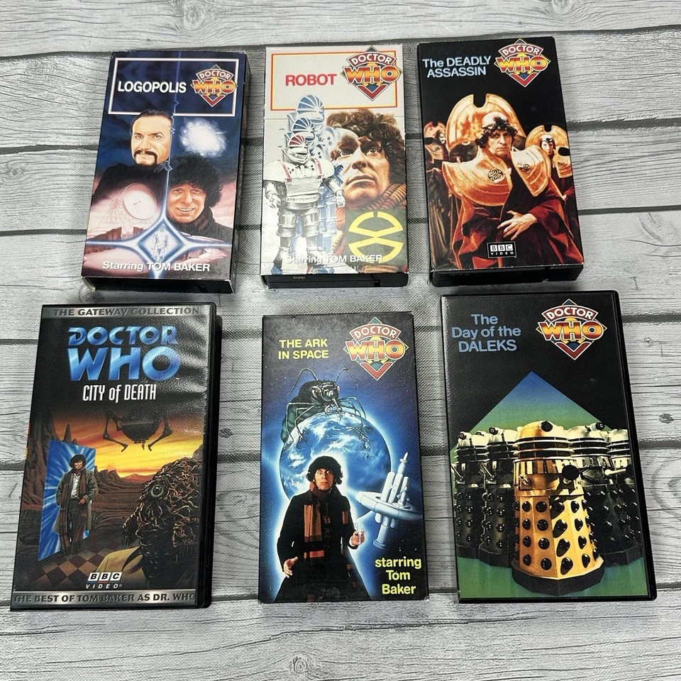 Dr. Who 6 VHS Lot BBC Tom Baker Robot Ark Space Logopolis Daleks Deadly Assassin - Image 2 of 4