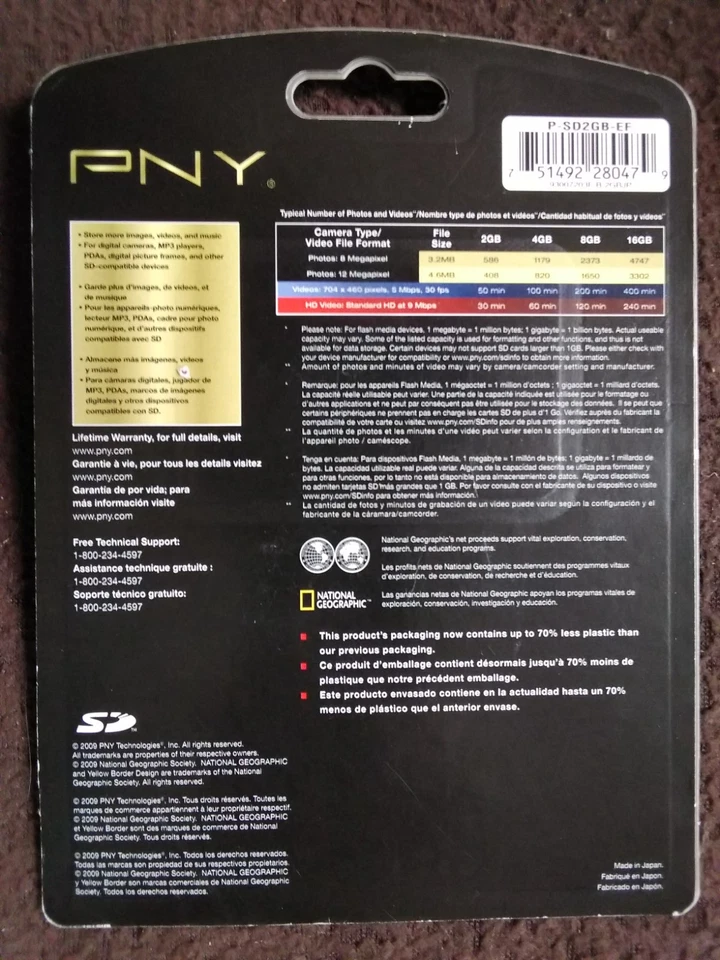 PNY 2 GB OPTIMA SD PREMIUM FLASH MEMORY NEW STILL SEALED - Image 2 of 3