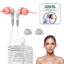 650NM Red Light Ear Therapy Device - USB Powered with Two Pairs of Silicone Tips