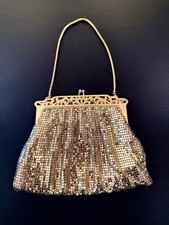 Vintage 1920s 30s Whiting  Davis Vintage Art Deco Gold Mesh Evening Bag Purse