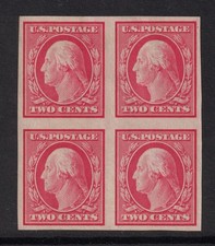 Scott 344- MH Bloc De 4- 2c Washington Imperf, DL WMK-1908, Neuf