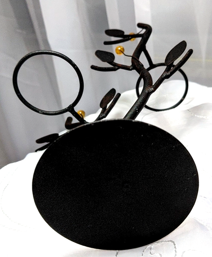 Applique portacandele foglie metallo nero e blu, vetro giallo 10,5'' x 8'' - Foto 9 di 13