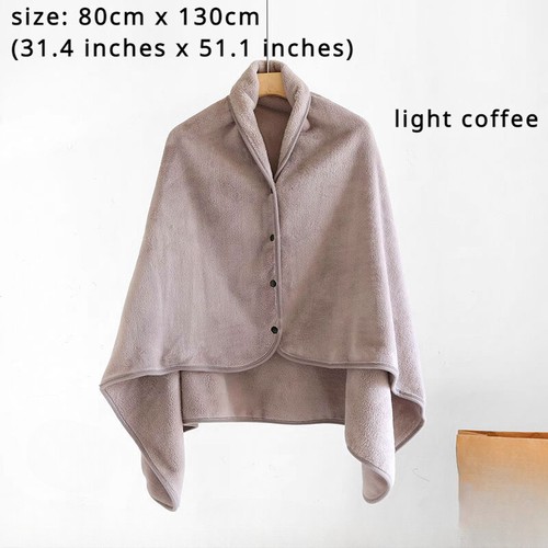 Office Lady Flannel Fleece Coat Furry Cape Blanket Cloak Warm Sleeping Working - Picture 13 of 16