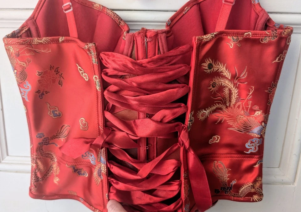 Elegant Moments Red Oriental Lingerie Corset, Size 34.   - Image 3 of 4
