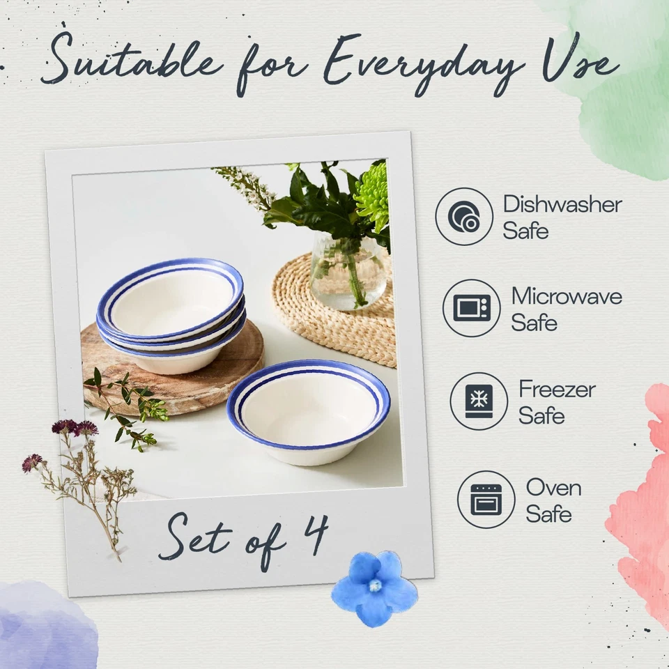 Cuenco de avena Portmeirion Potter's Stripe, juego de 4 - azul Foto 3 de 4