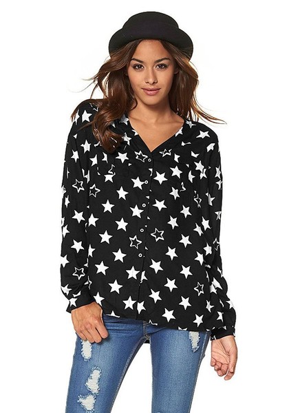 Ajc Damen Oversize Bluse Schwarz 40/42 W3139-image