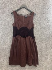 Adrianna Papell Brown Dress Fit and Flare Lace Doily Details Women's Size 12