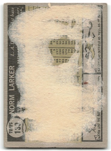 1961 Topps #130 Norm Larker Los Angeles Dodgers 3AH **POVERO PROBLEMA POSTERIORE PIEGATO** - Foto 2 di 2
