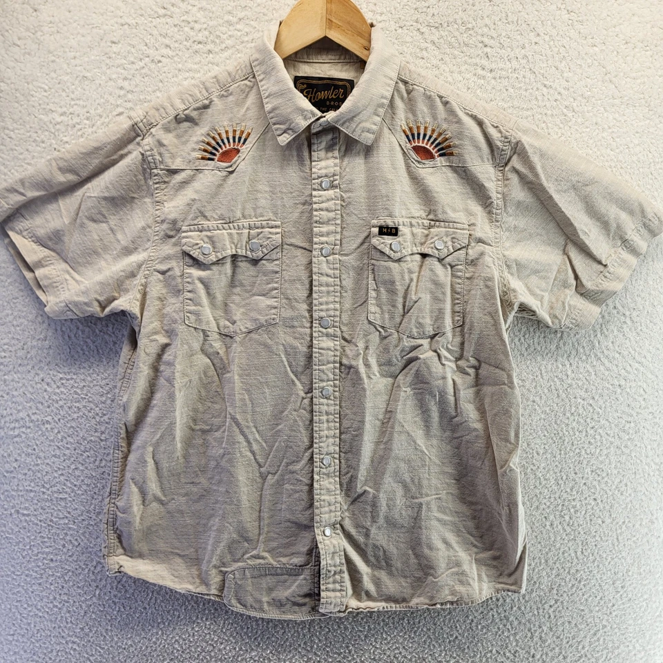 Howler Bros Button Shirt Mens Small Gaucho Western Pearl Snap Rising Sun - Image 3 of 4