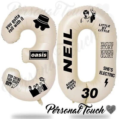 PERSONALISED DECALS TO ADD TO YOUR OWN BALLOONS OASIS THEMED Birthday Personalised DECAL SET for Foil number balloon PARTY DIY