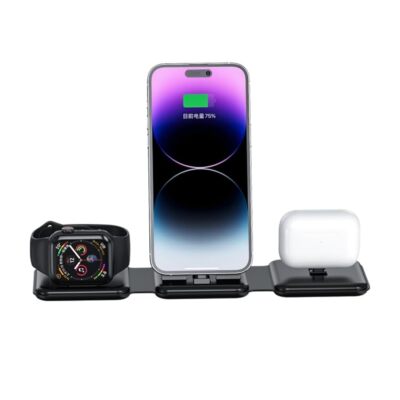 A75 Folding 3 in 1 Wireless Charger Compatible for Apple Watch Mobile Phone