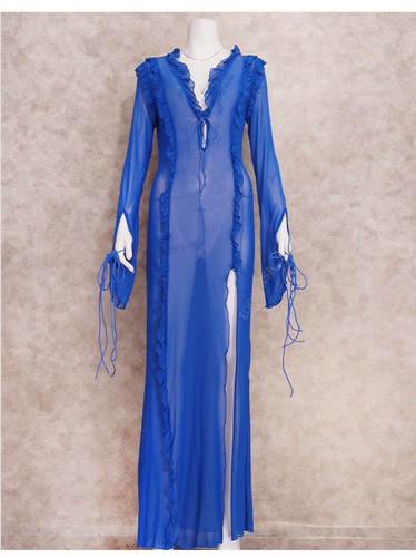 Hot Selling Summer Women's Sexy Perspective Long Sleeved Mesh Beach Dress New - Picture 4 of 8