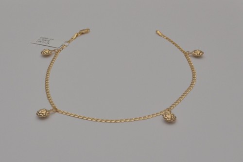 Pendant sun yellow gold anklets for women 14k - Picture 2 of 5