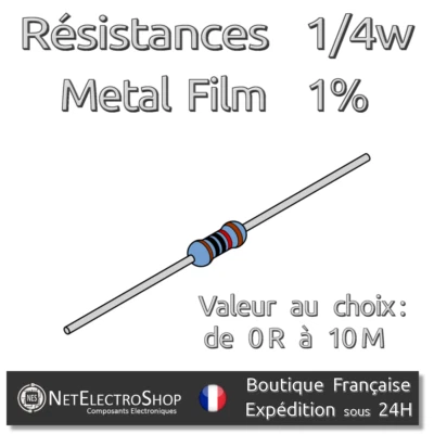 Lot de 20 Resistances 1/4W 1% Métal - Valeur au choix (170 valeurs) - Bild 1 von 2