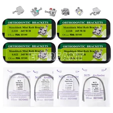 5xETERFANT Dental Ortho Bracket Beace Monoblock MIM/Arch Wire Super Elastic NiTi