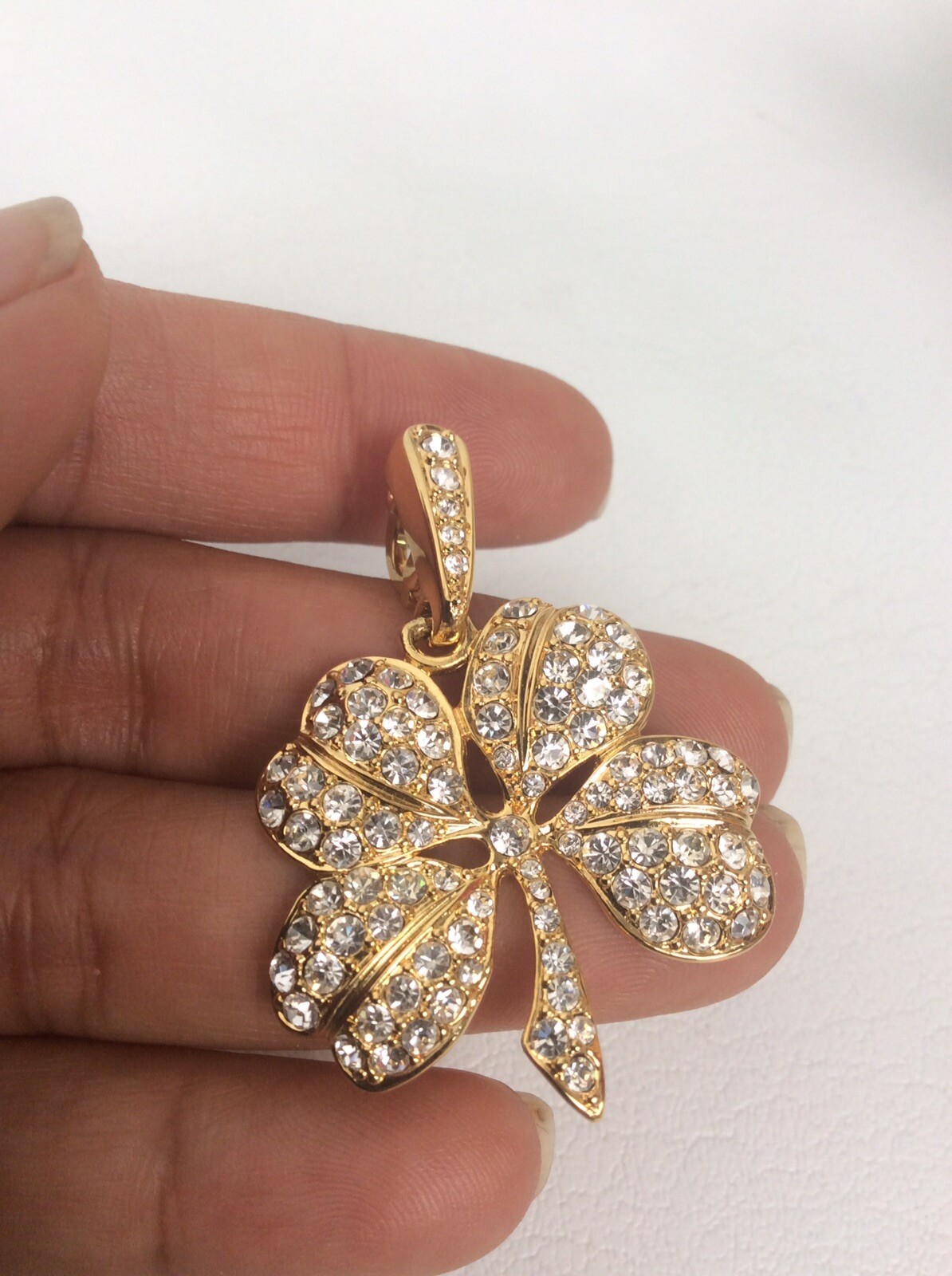 Vtg  KJL Kenneth Jay Lane Shamrock Clover rhinest… - image 2