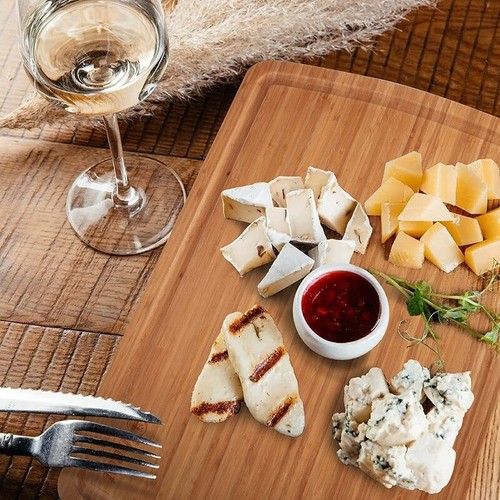 Large Bamboo Cutting Board Butcher Block Reversible W/ Juice Groove Meat BBQ New - Picture 7 of 8