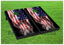 US AMERICAN FLAG Cornhole Boards BEANBAG TOSS GAME Bags AMERICAN FLAG S01409
