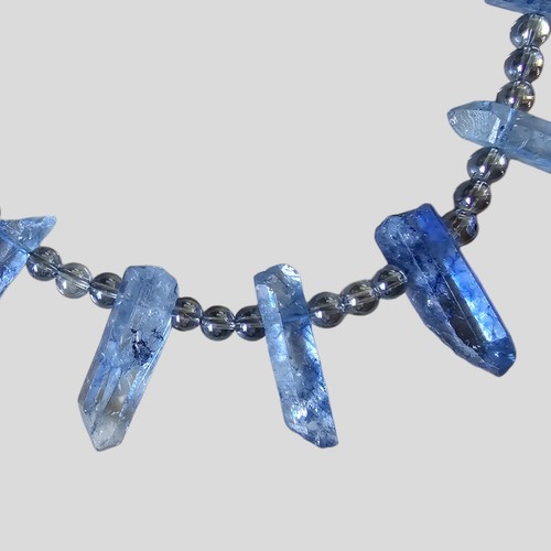 Blue Quartz Crystal Beaded Necklace By AU NATURALS - Picture 2 of 3
