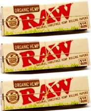 3x Raw Organic Hemp Rolling Papers 1 1/4 50 LVS/PK 2 Packs USA SHIPPED
