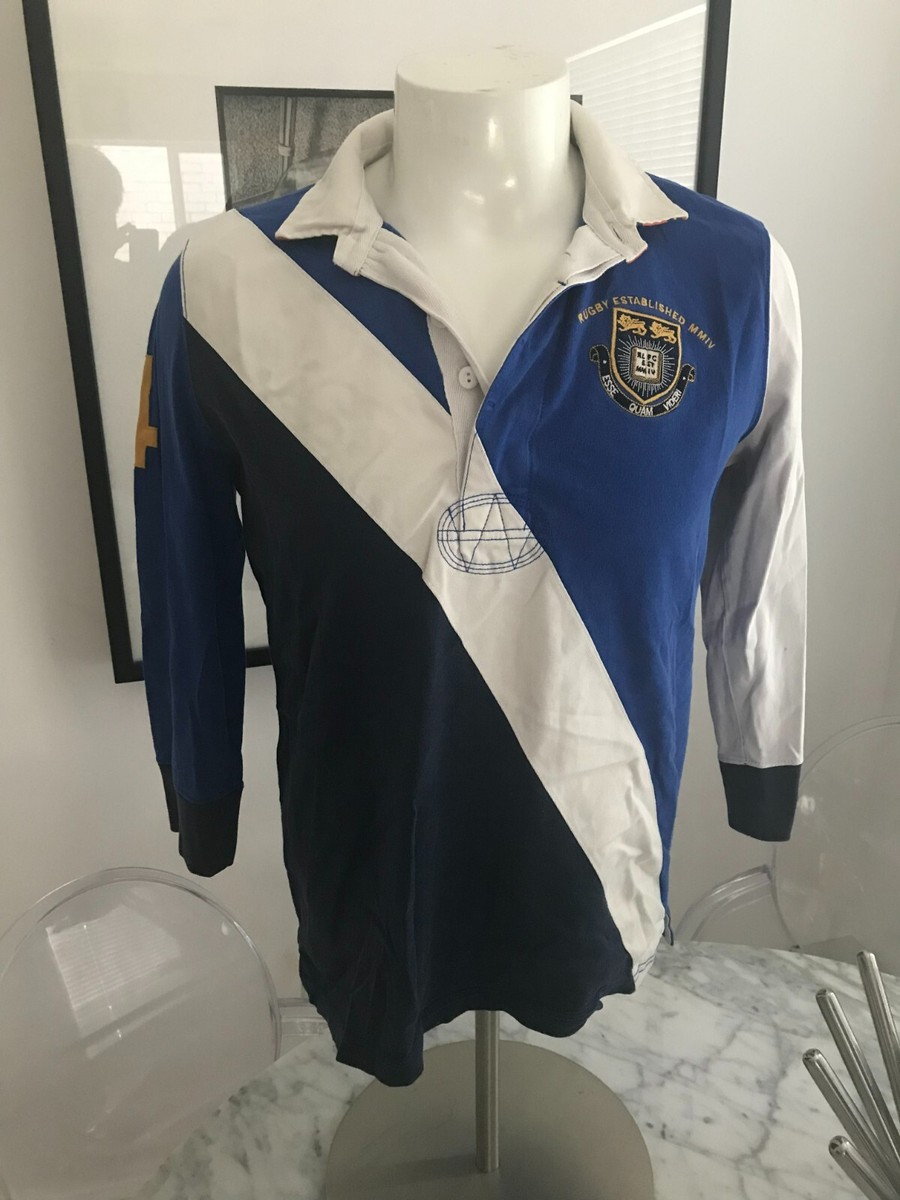 Vintage Men's Rugby Ralph Lauren Shirt Jersey Blue Polo 3/4