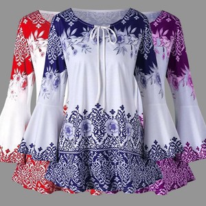 Women-Retro-Boho-Floral-Blouse-Long-Bell-Sleeve-Top-Ladies-Tunic-Shirt-Plus-Size