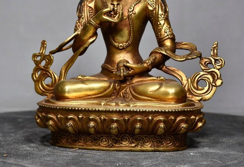 Antigua estatua de Buda Vajrasattva dorado de bronce tibetano tibetano - Imagen 5 de 9