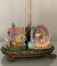 Bunny House Set Vintage Ceramic Easter Rabbits Teacup Flowers Set Of 2