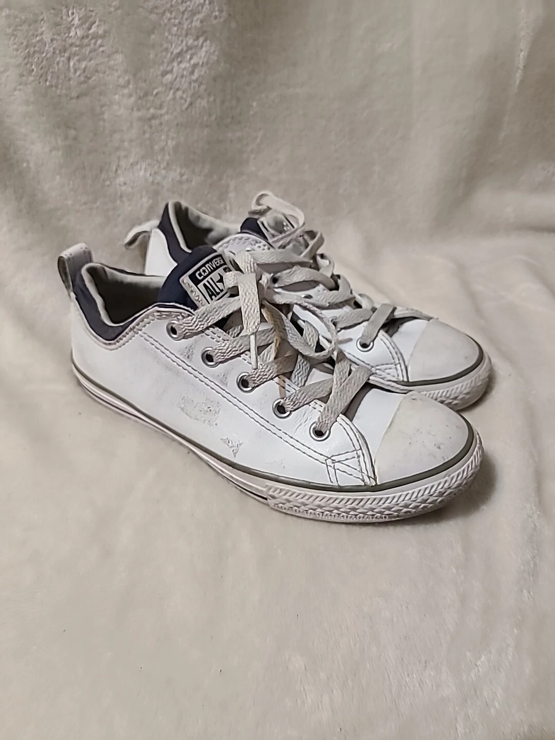 CONVERSE ALL STAR 637664C Sneakers junior bianche in pelle grigie taglia 3 35