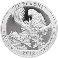 2012 S SILVER GEM PROOF  EL YUNQUE  ATB QUARTER 90% SILVER
