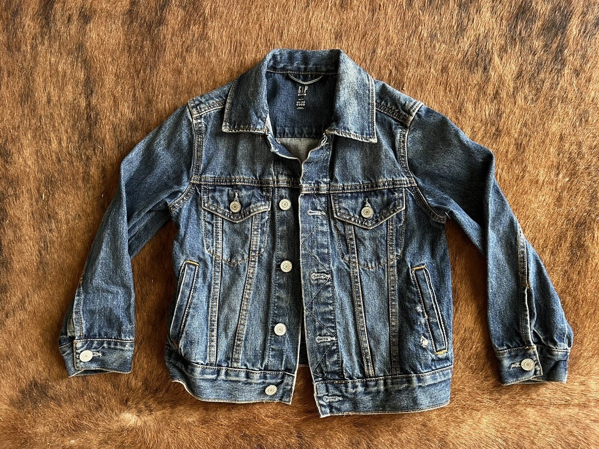 Gap Kids Long Sleeve Denim Blue Jean Trucker Jacket Boys Size