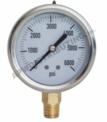 NEW 5,000 PSI Pressure Washer Gauge pressures 1/4'' NPT STAINLESS STEEL POWER WAS