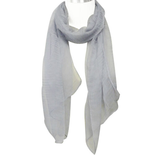 Wrapables Solid Color 100% Silk Long Scarf, Gray - Picture 4 of 5