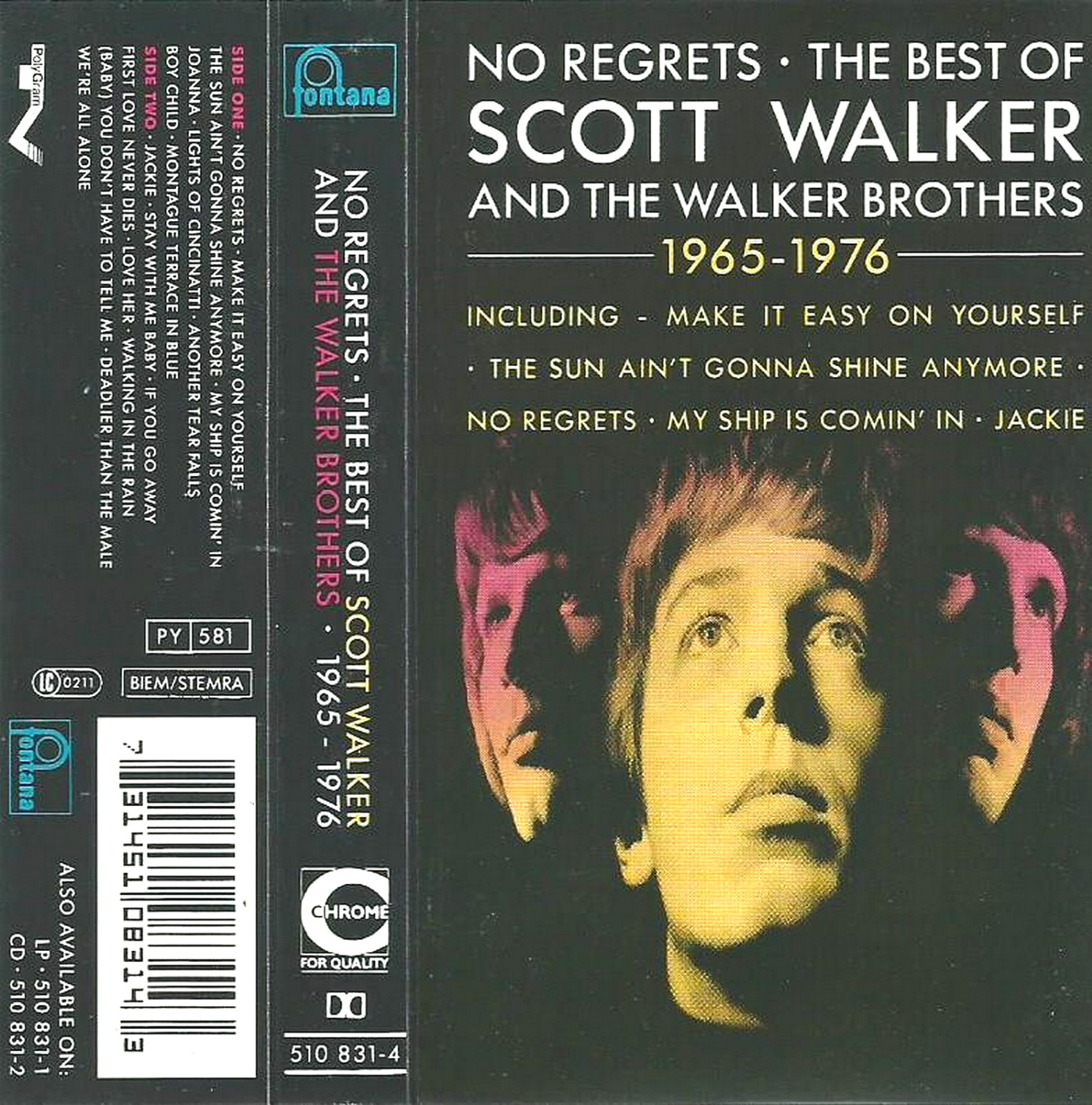 Scott Walker Walker Brothers ‎No Regrets Best of.. 19651976 CASSETTE