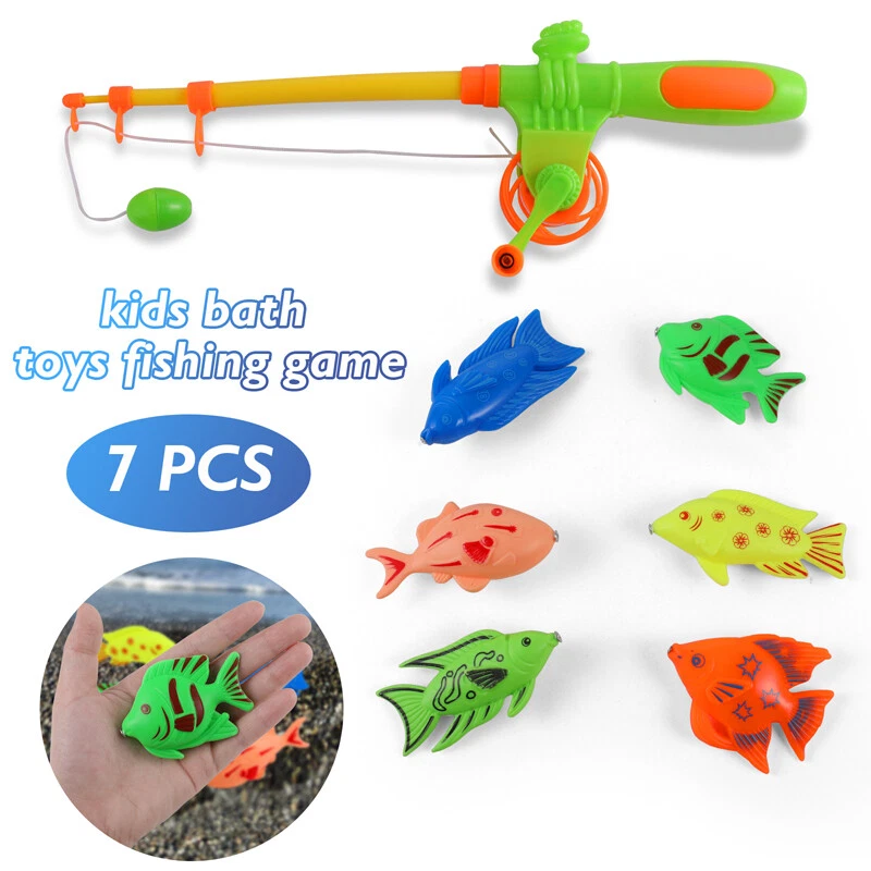 7pcs Set Magnetic Fishing Toys Child Kids 3D Fish Baby Bath Toy interactive  Rod