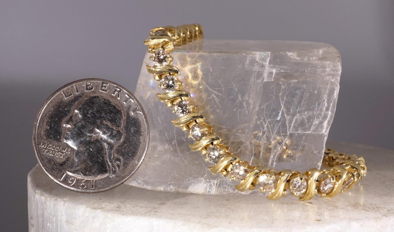 14K Yellow Gold Diamond Tennis Bracelet 5 44 CTW 7 5 quot eBay