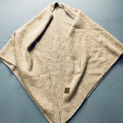Yakee Women's Beige Knit Poncho Shawl Cardigan Pocket