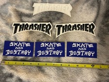 Lot of 5 Thrasher Skateboard Stickers Magazine 80s 90s Logo Skate Destroy Die