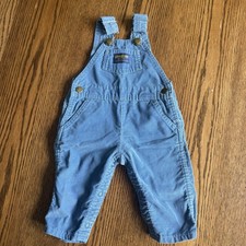 VTG OshKosh B  Gosh Light Blue Corduroy Overalls 12 Mos Vestbak Made in USA