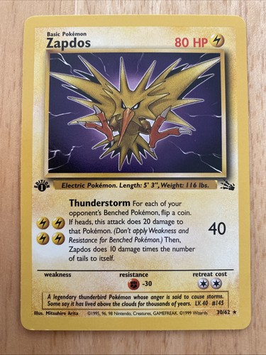 Zapdos 30/62 Fossil Non-Holo Regular 1st Edition