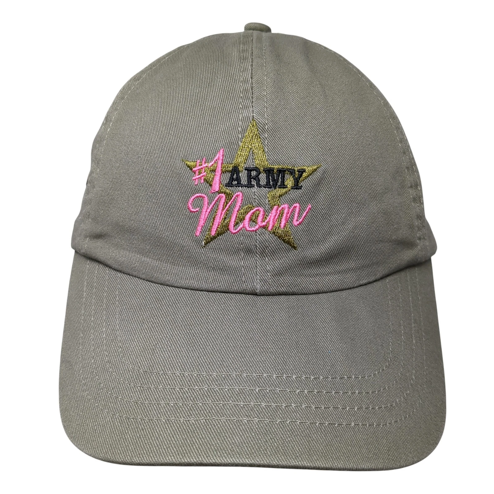 #1 Army Mom Slideback Hat Green One Size Adjustable Embroidered Outdoor
