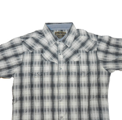 Wrangler Retro Button Up Shirt Men's Size M Gray Plaid Western Pearl Snap