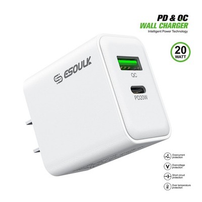 For Consumer Cellular Iris Connect 2 PD + 2.4A USB 20W Wall Charger Adapter